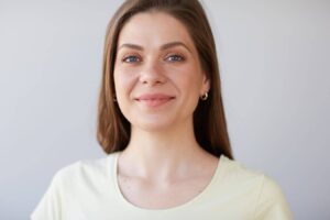 Close-up of woman with smooth skin after Botox treatment, showing reduced facial wrinkles and natural-looking results