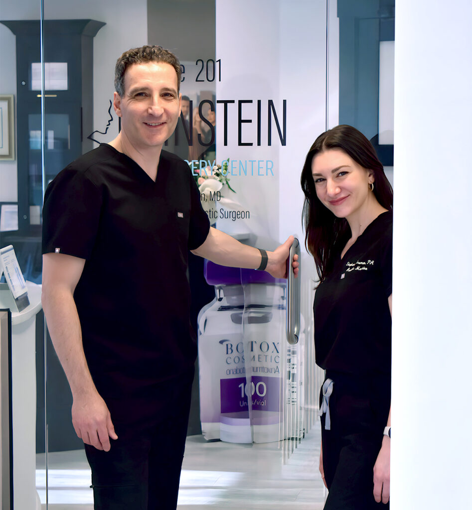 Doctor consulting with patient at Rubinstein Plastic Surgery Center for PRF EZ Gel treatment planning and facial assessment